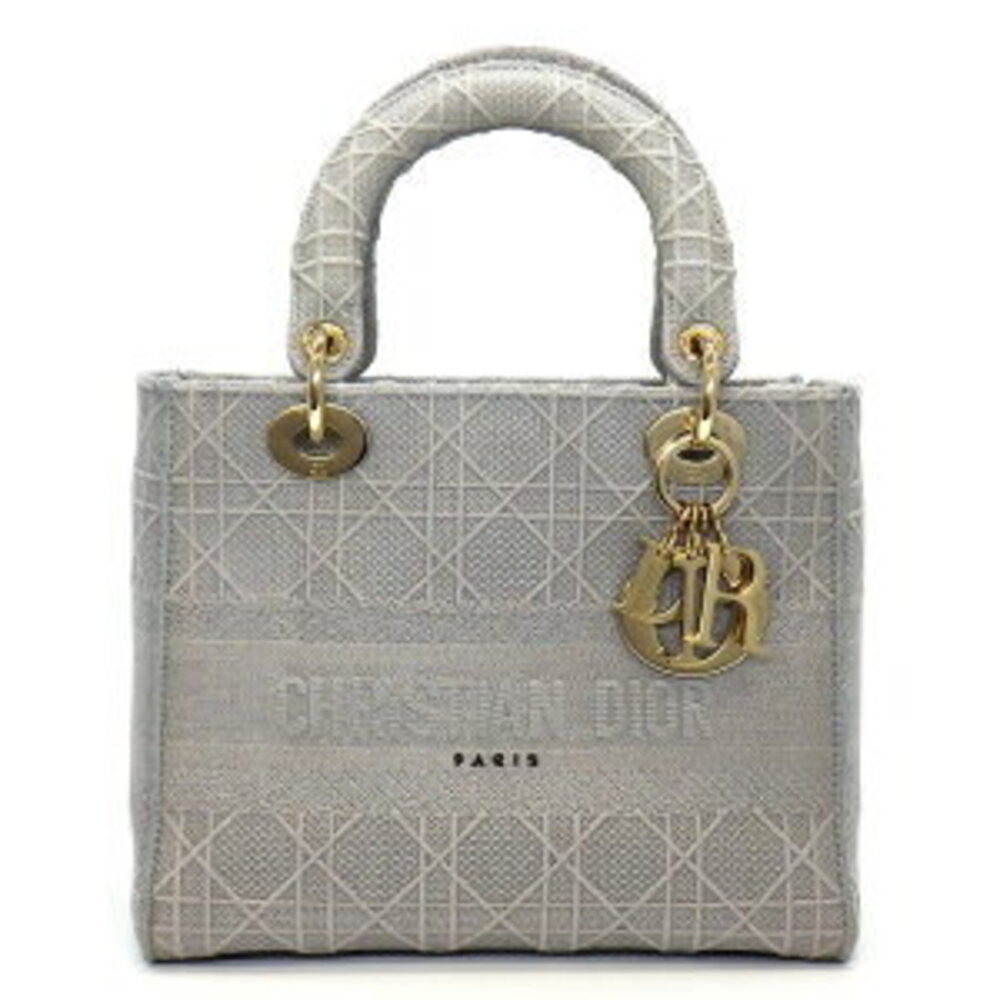 Dior Lady Delight Shoulder Bag Gray Cannage Embroidery